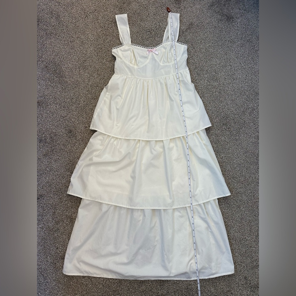 Revolve Corset Dress Tiered Ruffle Ivory Sleeveless Women’s S Milkmaid Romantic - Picture 9 of 12